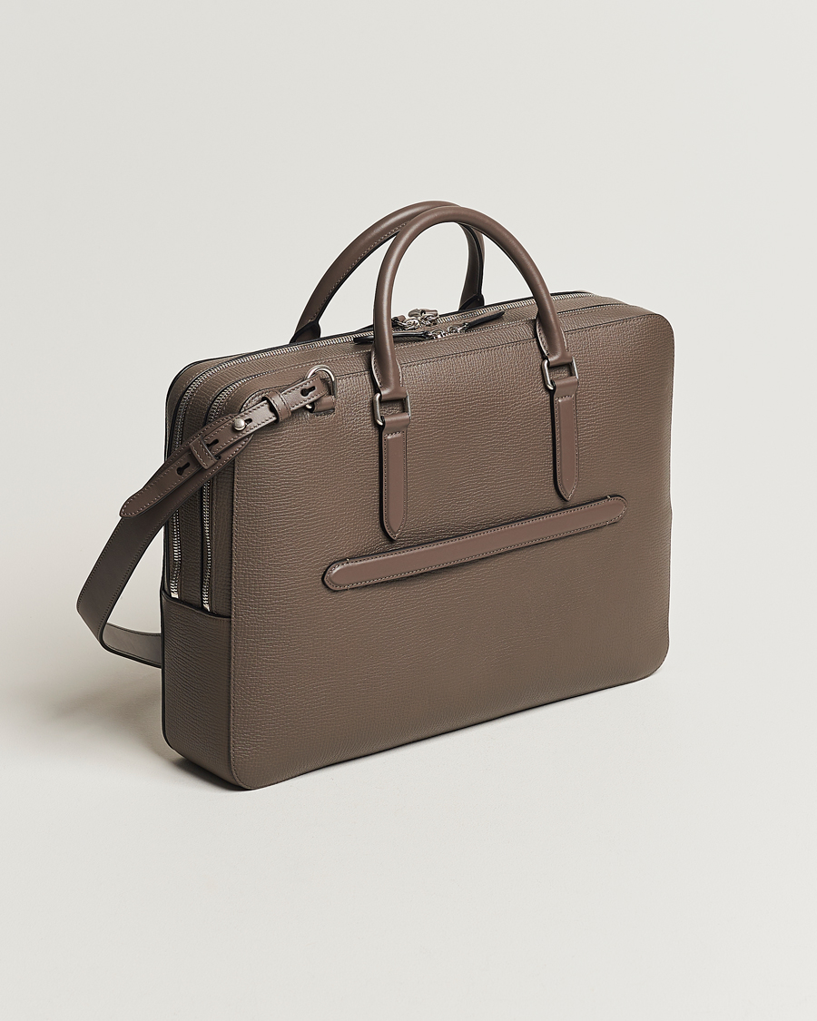 Heren | Tassen | Smythson | Ludlow Large Briefcase with Zip Front Dark Taupe