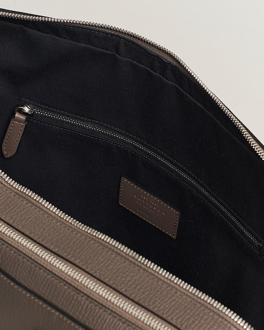 Heren | Tassen | Smythson | Ludlow Large Briefcase with Zip Front Dark Taupe