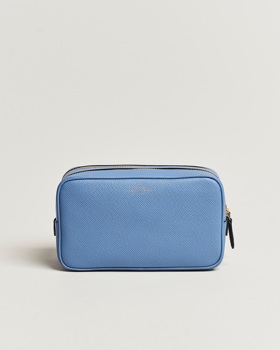 Heren | Tassen | Smythson | Panama Double Zip Washbag Nile Blue