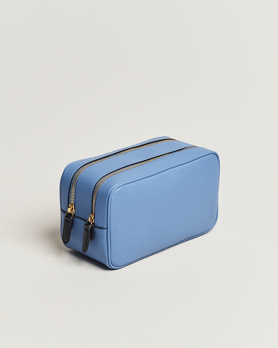 Heren | Afdelingen | Smythson | Panama Double Zip Washbag Nile Blue