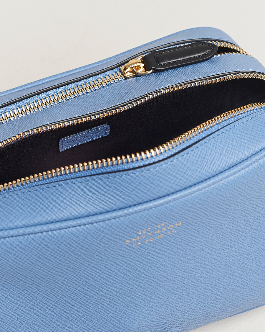 Heren | Tassen | Smythson | Panama Double Zip Washbag Nile Blue