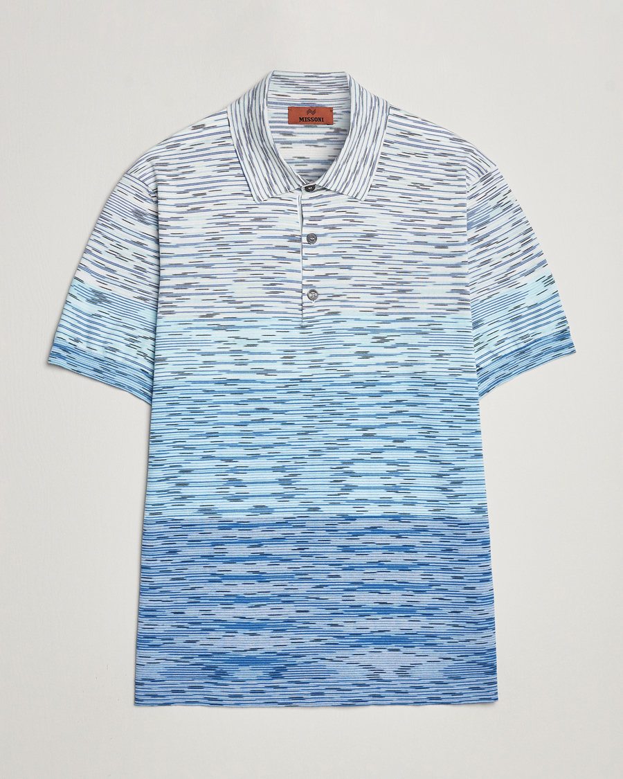 Heren | Polo's | Missoni | Space Dyed Knitted Polo White/Blue