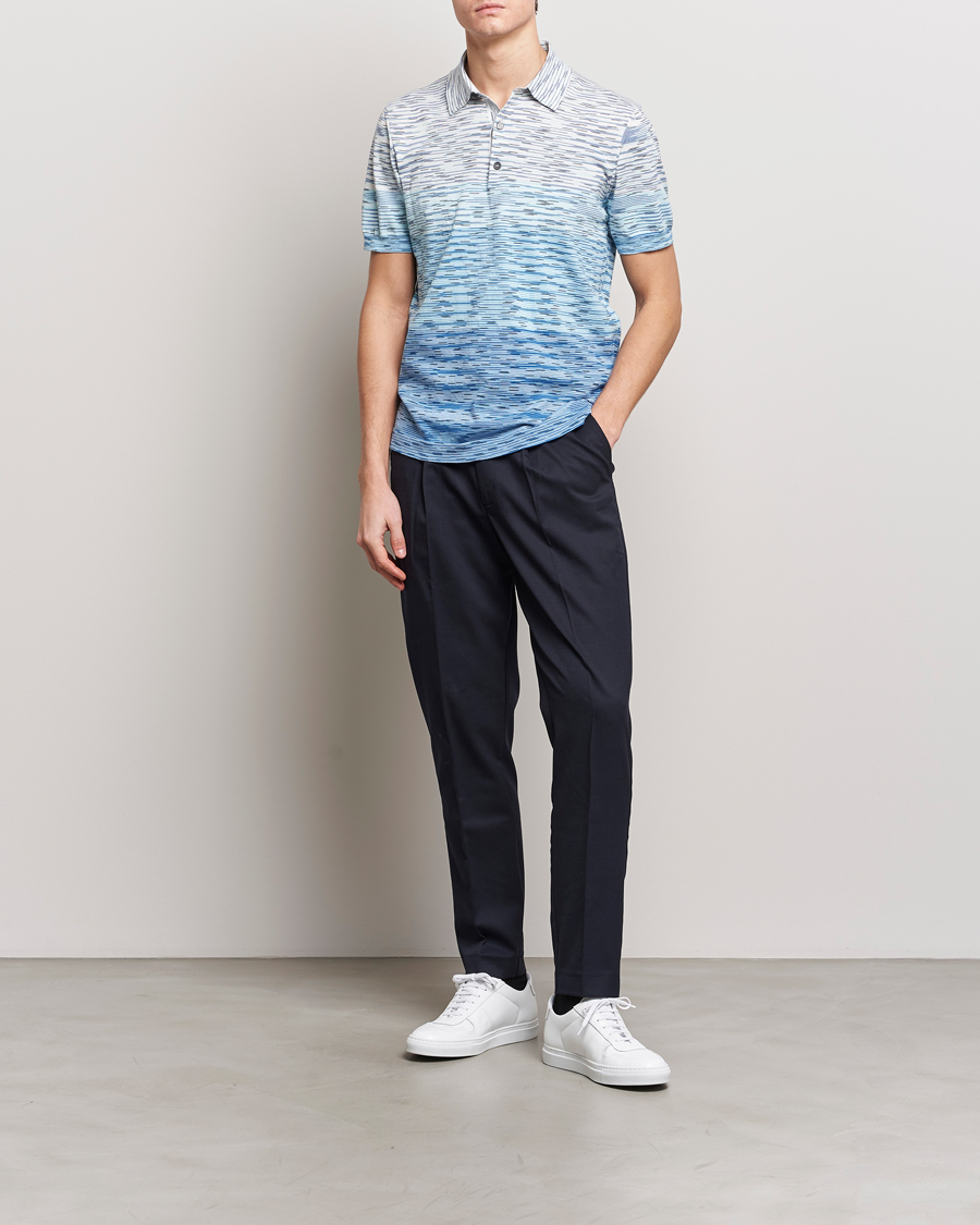 Heren | Polo's | Missoni | Space Dyed Knitted Polo White/Blue