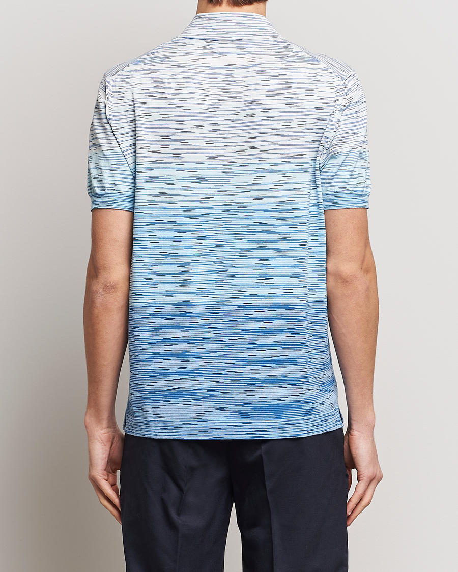 Heren | Polo's | Missoni | Space Dyed Knitted Polo White/Blue