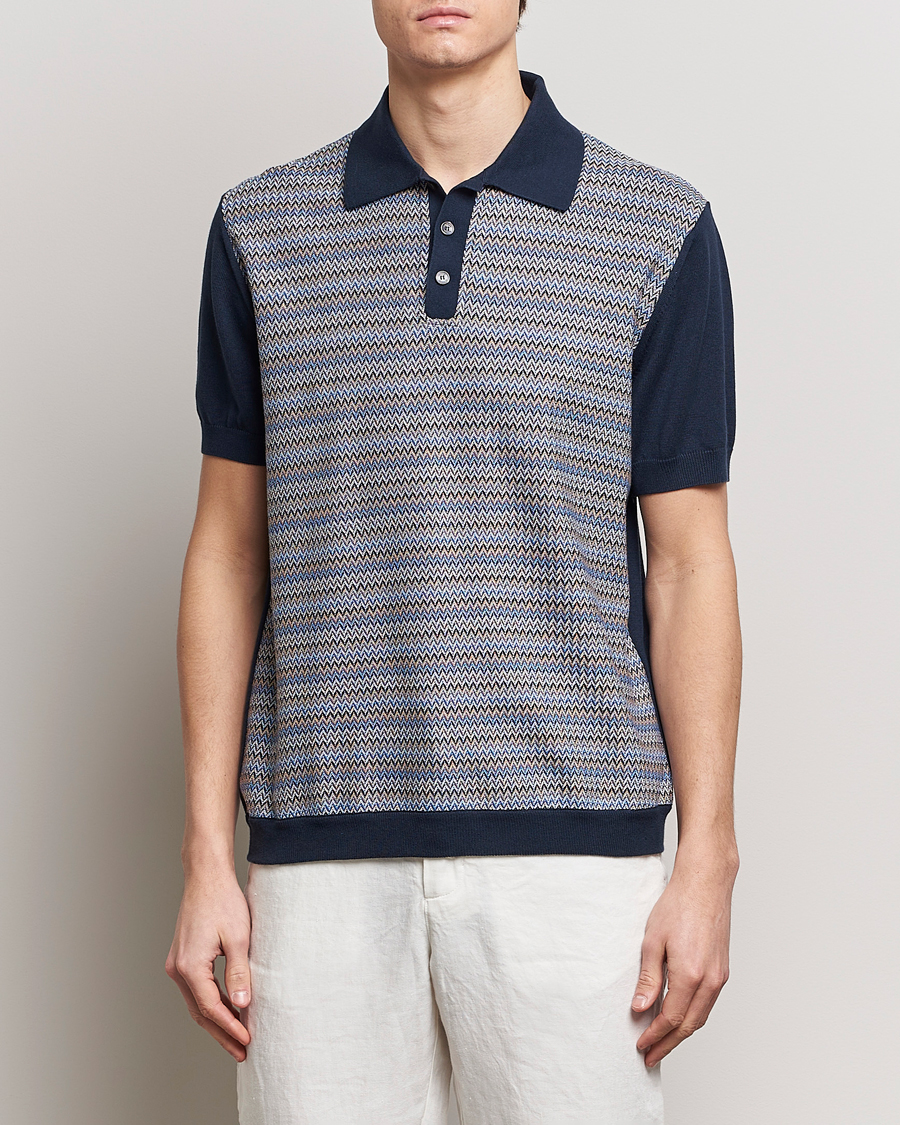 Heren | Poloshirts met korte mouwen | Missoni | Cotton/Silk Resort Polo Navy