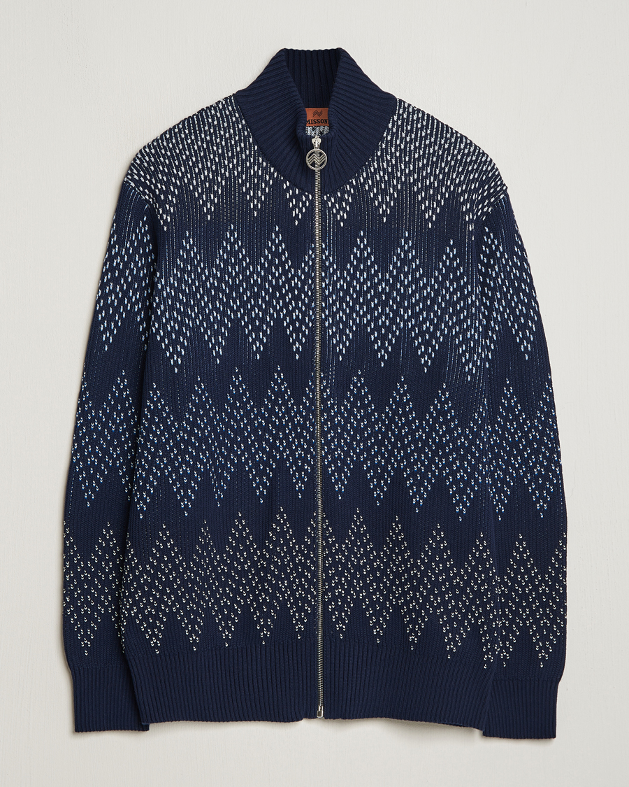 Heren | Truien | Missoni | Chevron Full Zip Cardigan Jacket Navy