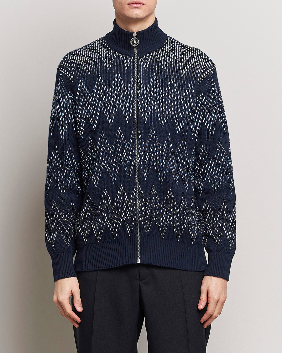 Heren | Italian Department | Missoni | Chevron Full Zip Cardigan Jacket Navy