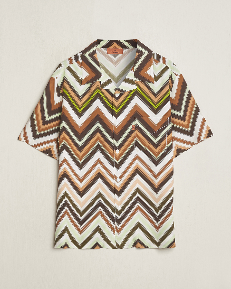 Heren | Overhemden | Missoni | Zig Zag Printed Camp Shirt Brown/Green
