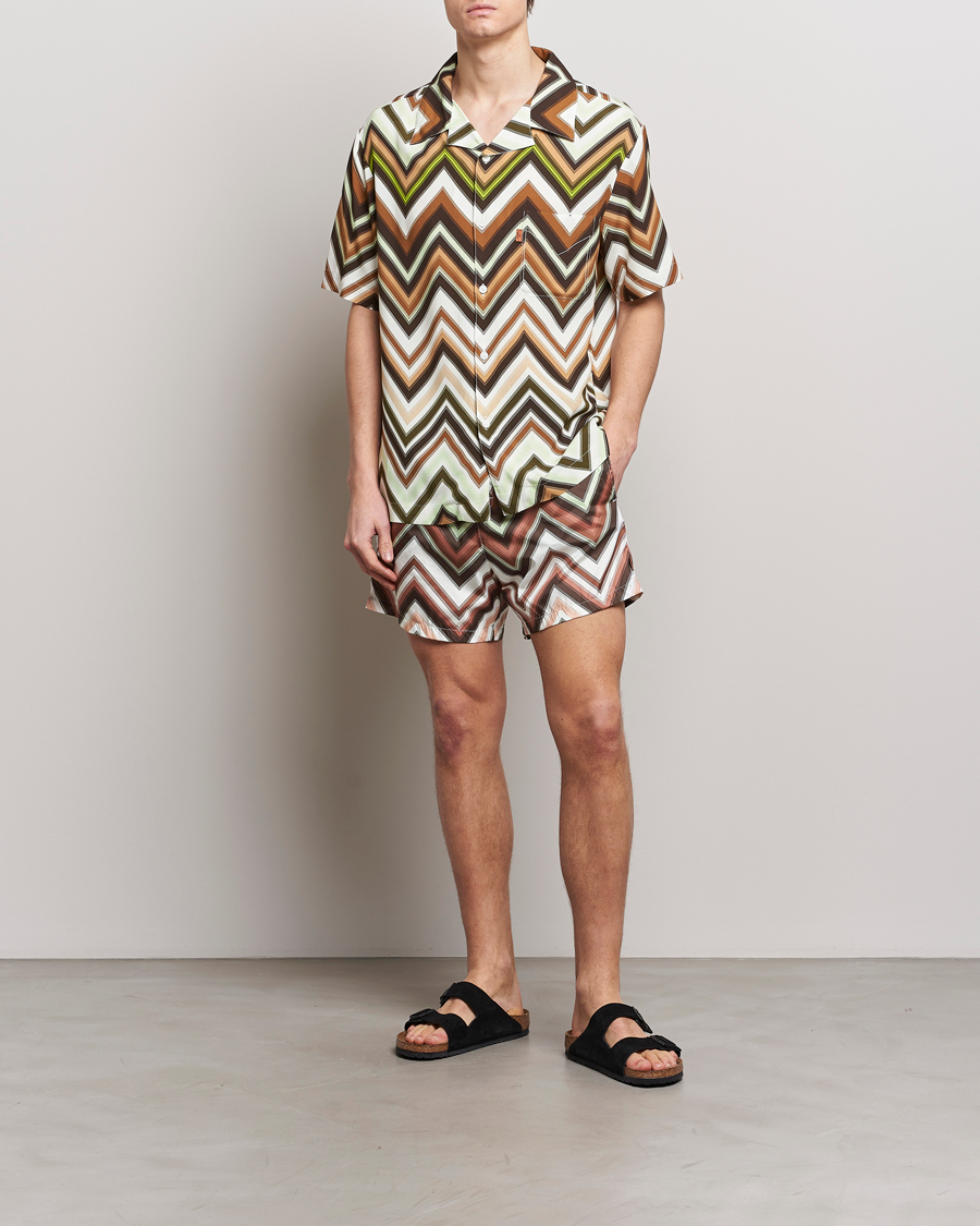 Heren | Overhemden | Missoni | Zig Zag Printed Camp Shirt Brown/Green