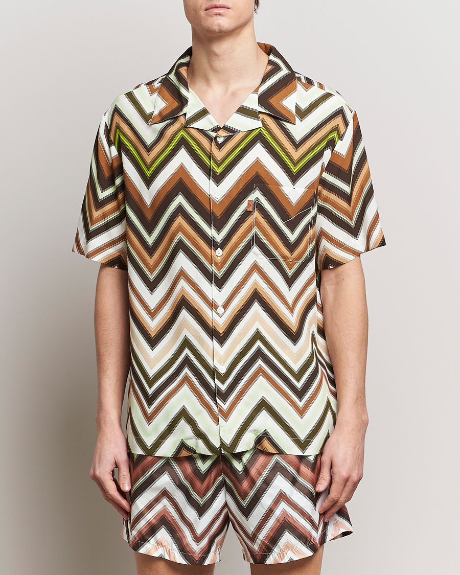 Heren |  | Missoni | Zig Zag Printed Camp Shirt Brown/Green