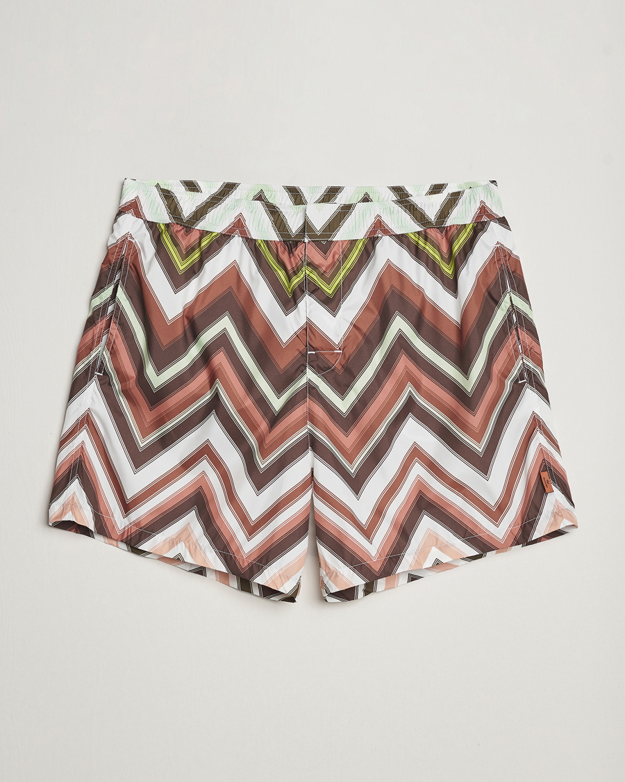 Heren | Zwembroek | Missoni | Zig Zag Printed Swim Shorts Brown/Green