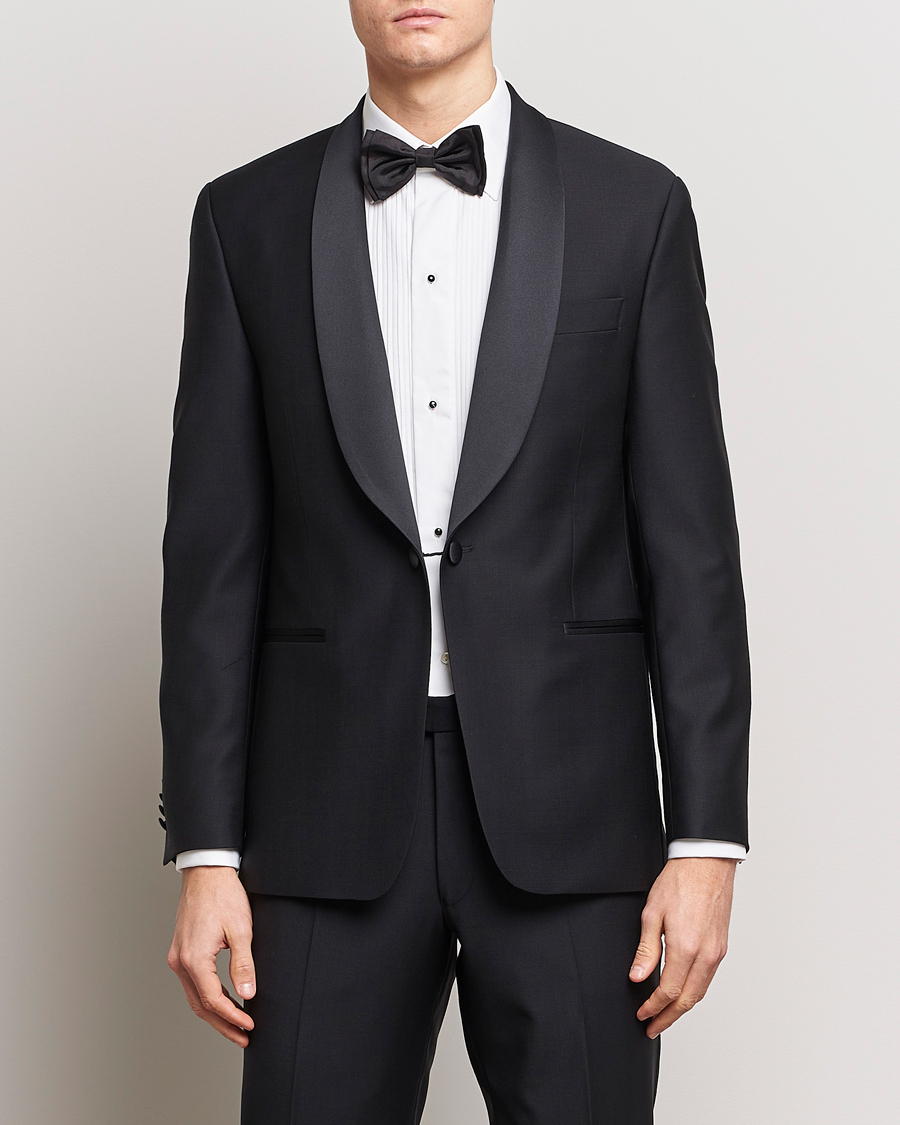 Heren | Blazers | Oscar Jacobson | Figaro Wool Tuxedo Blazer Black