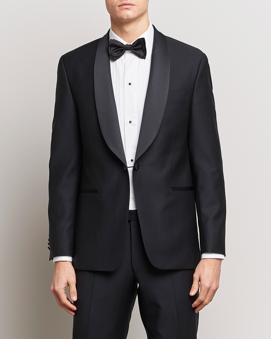 Heren | Smokingjassen | Oscar Jacobson | Figaro Wool Tuxedo Blazer Black