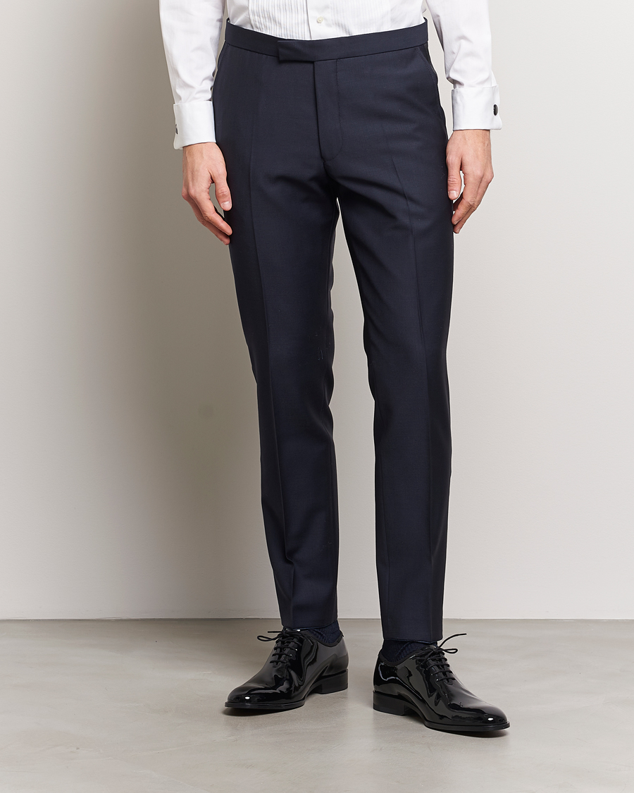 Heren | Broeken | Oscar Jacobson | Denz Wool Tuxedo Trousers Navy