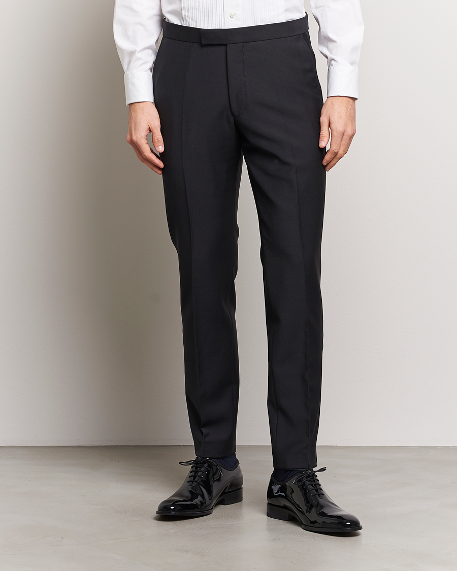 Heren | Smokingbroeken | Oscar Jacobson | Denz Wool Tuxedo Trousers Black