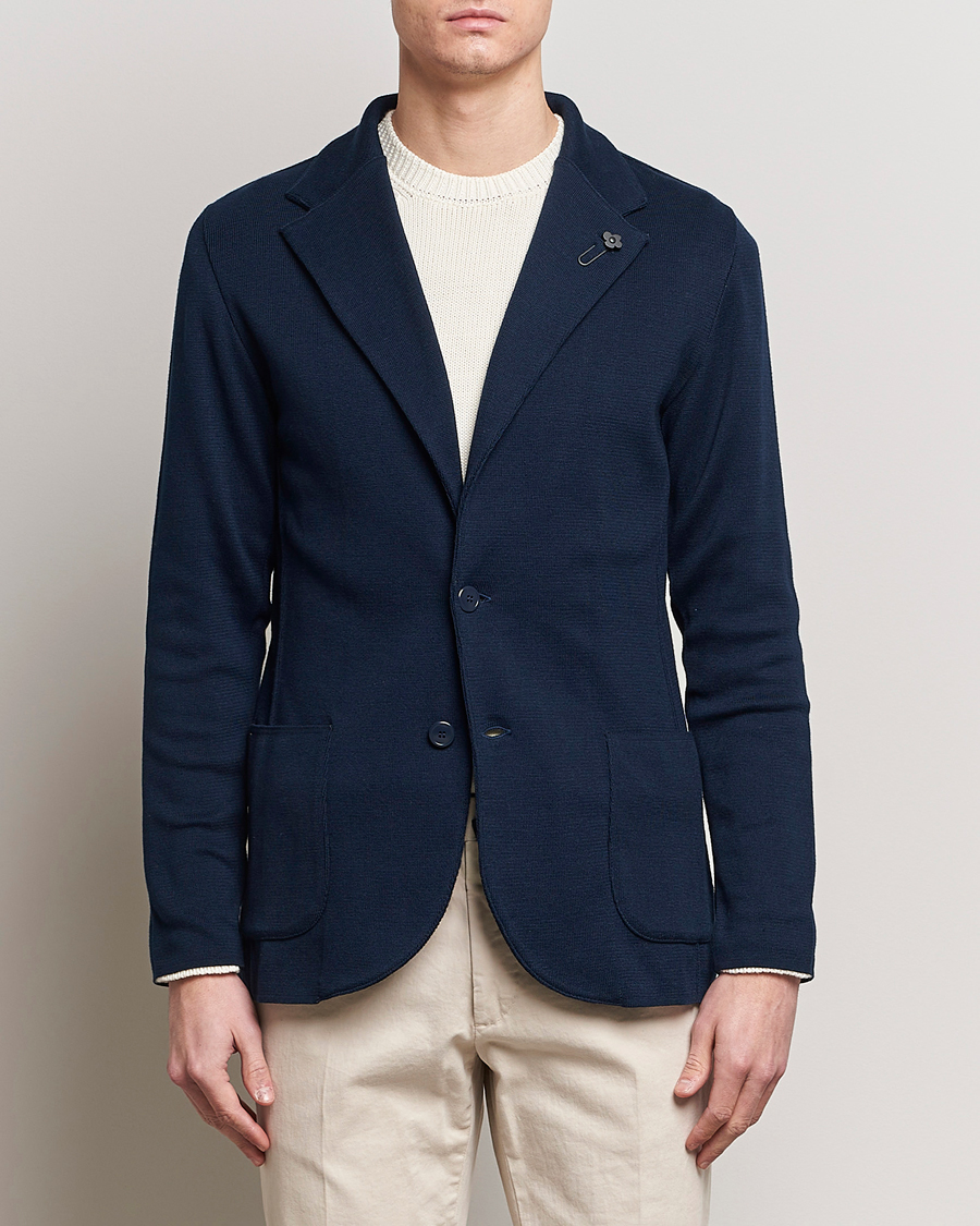 Heren | Gebreide blazers | Lardini | Knitted Cotton Blazer Navy