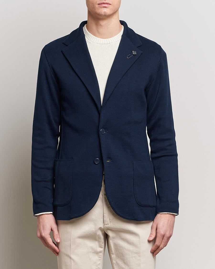 Heren | Italian Department | Lardini | Knitted Cotton Blazer Navy