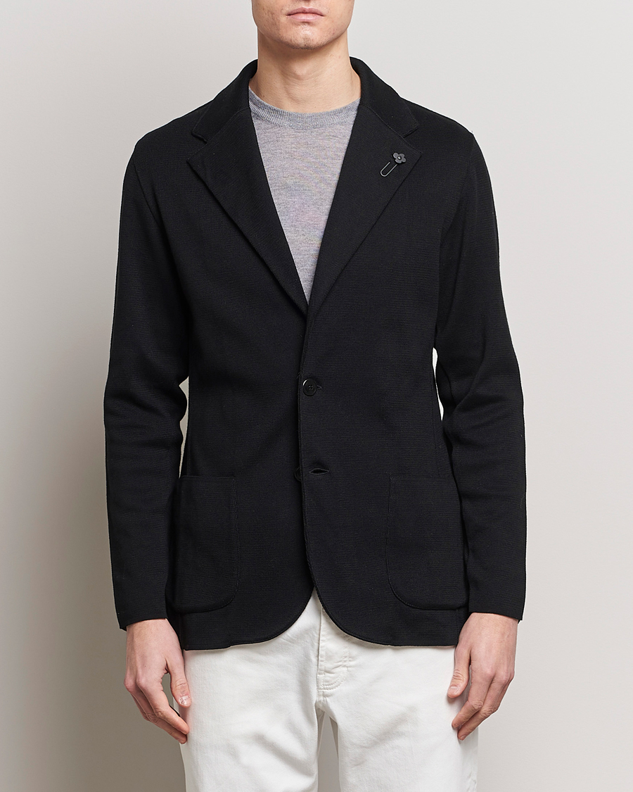 Men | Lardini | Lardini | Knitted Cotton Blazer Black