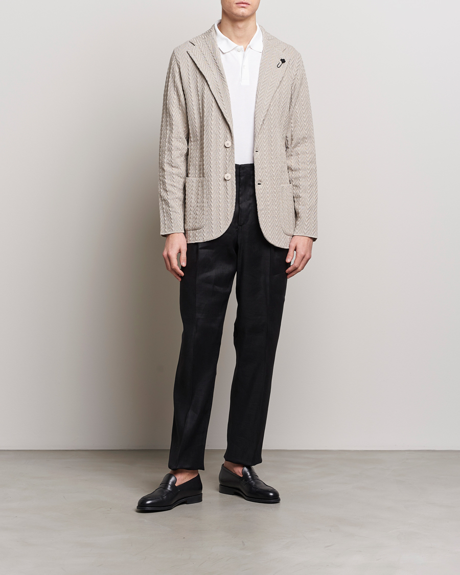 Heren | Blazers | Lardini | Knitted Structure Cotton Blazer Beige
