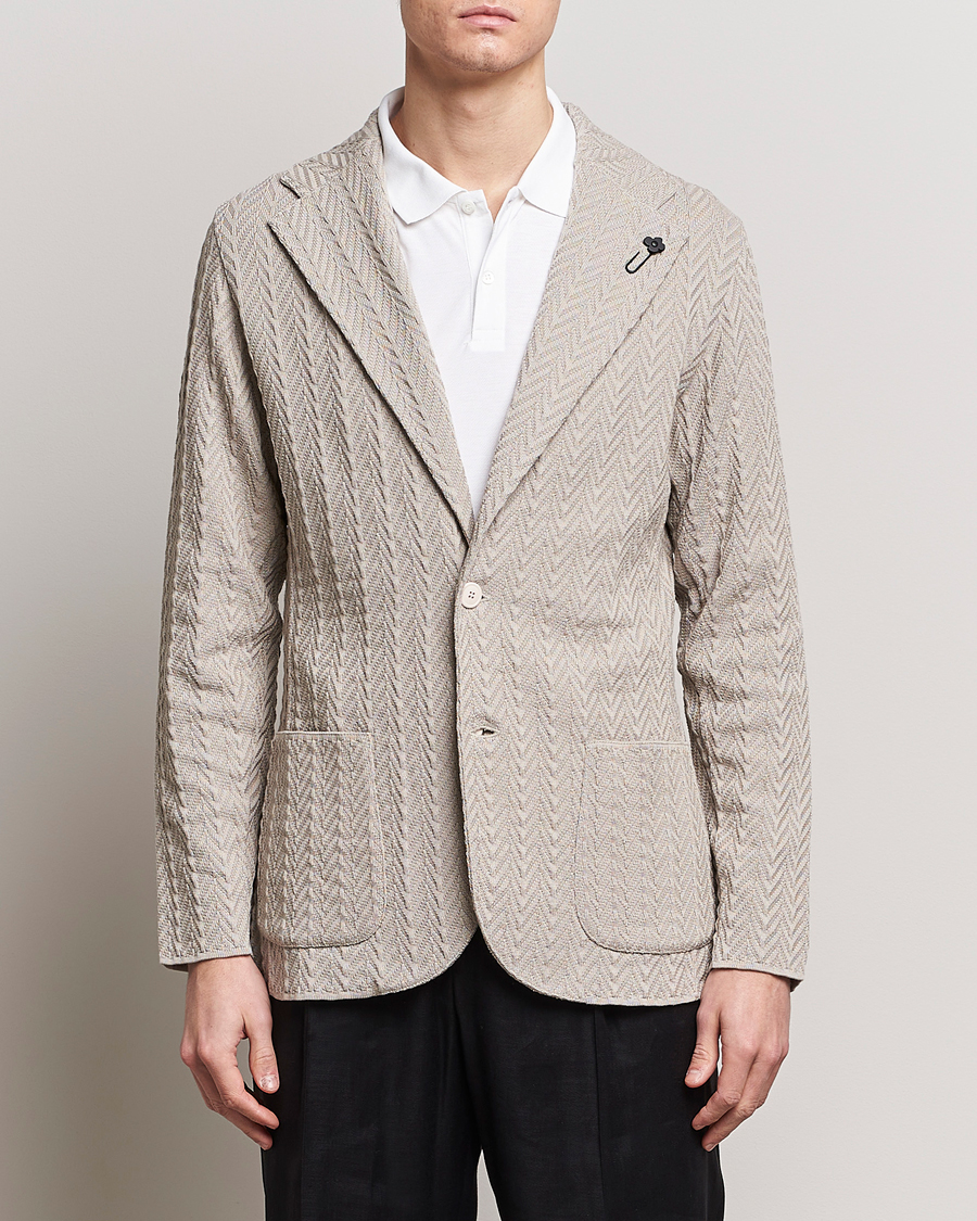 Heren | Lardini | Lardini | Knitted Structure Cotton Blazer Beige