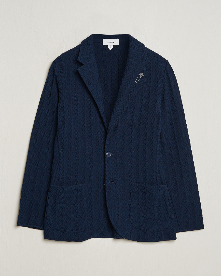 Heren | Blazers | Lardini | Knitted Structure Cotton Blazer Navy