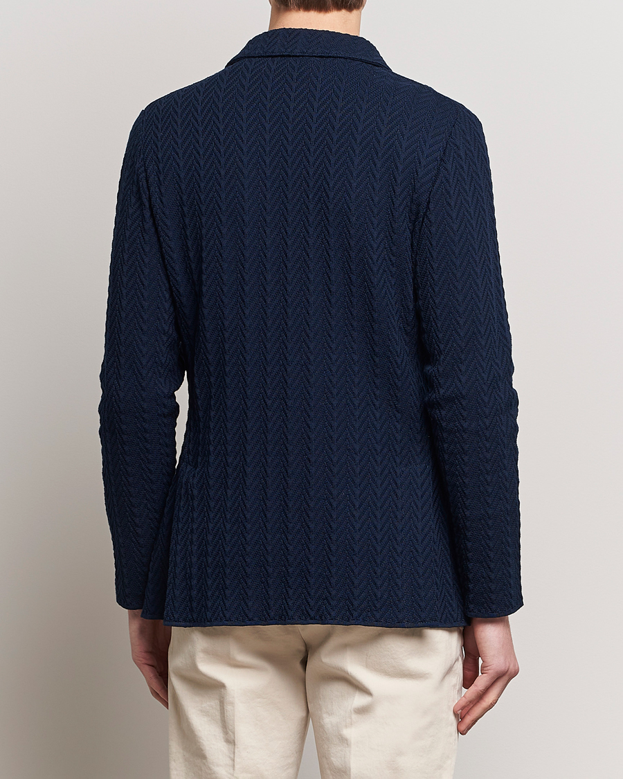 Heren | Blazers | Lardini | Knitted Structure Cotton Blazer Navy