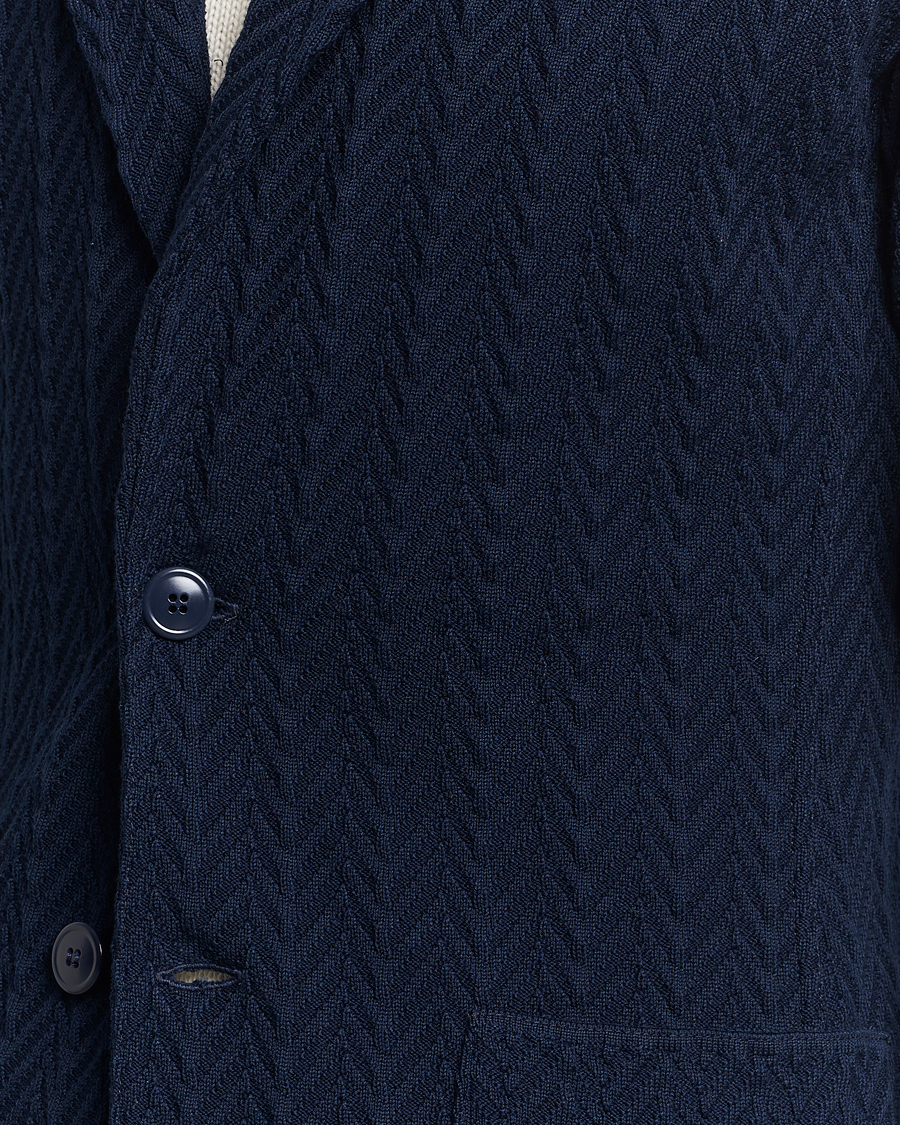 Heren | Blazers | Lardini | Knitted Structure Cotton Blazer Navy