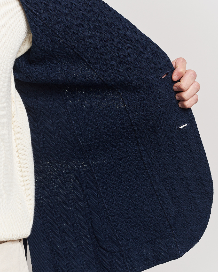 Heren | Blazers | Lardini | Knitted Structure Cotton Blazer Navy
