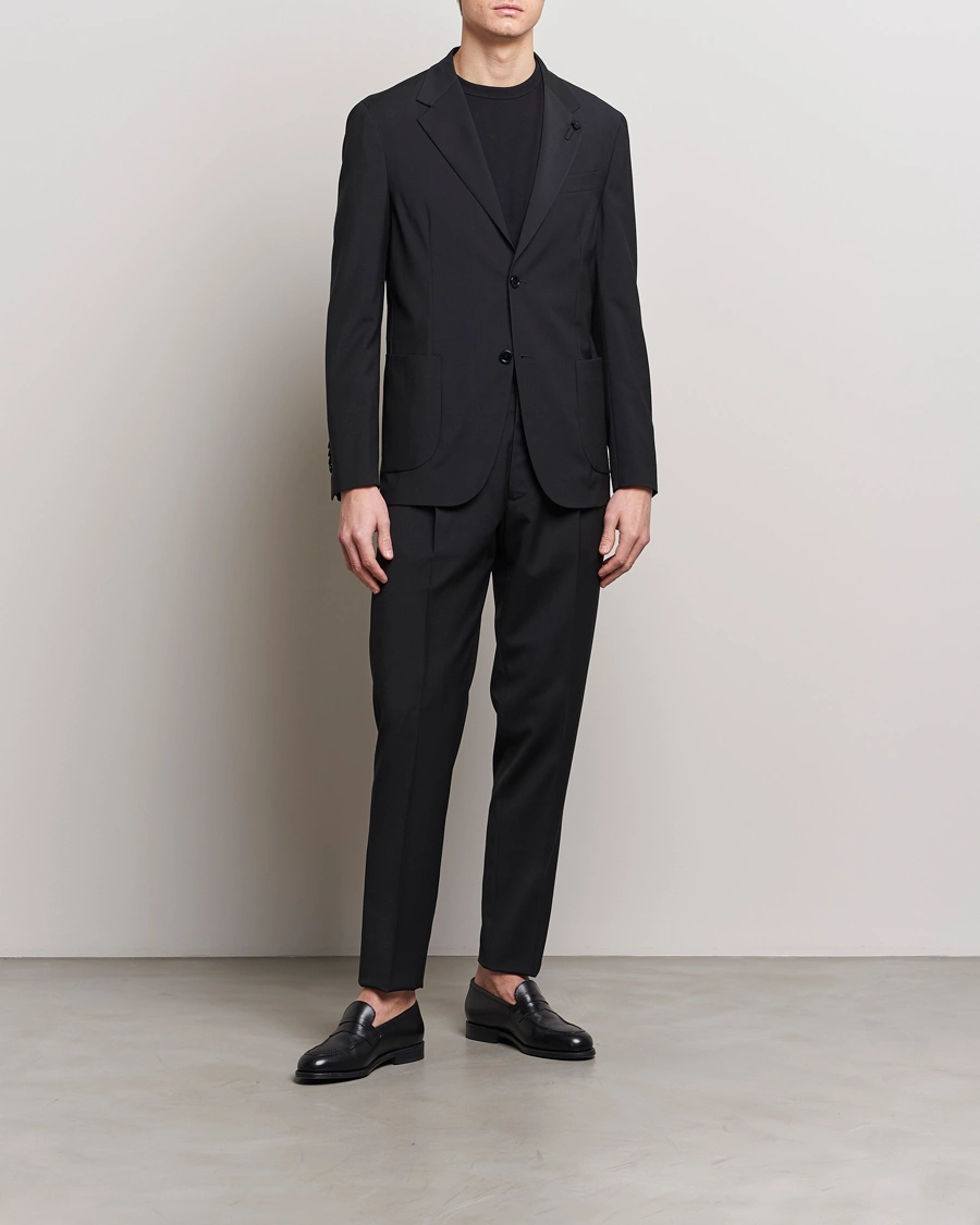 Heren | Tweedelige pakken | Lardini | Travellers Soft Wool Suit Black
