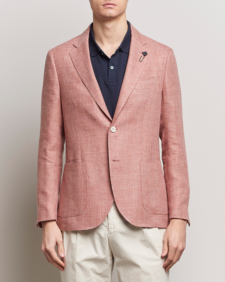 Heren |  | Lardini | Wool/Linen Patch Pocket Blazer Soft Red