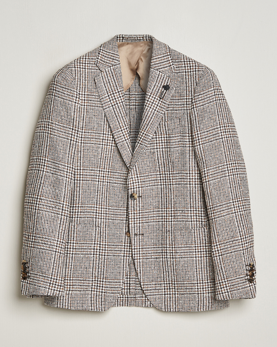 Heren | Blazers | Lardini | Checked Linen Blazer Brown