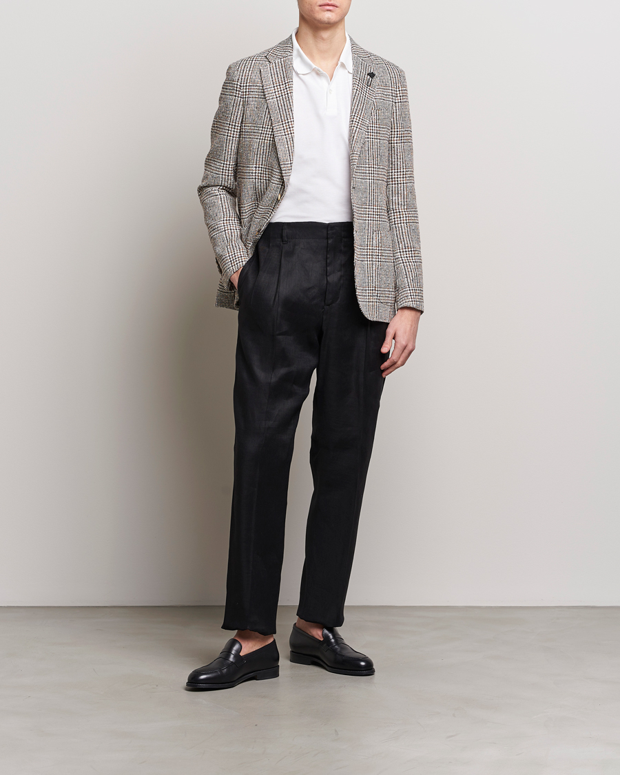 Heren | Blazers | Lardini | Checked Linen Blazer Brown