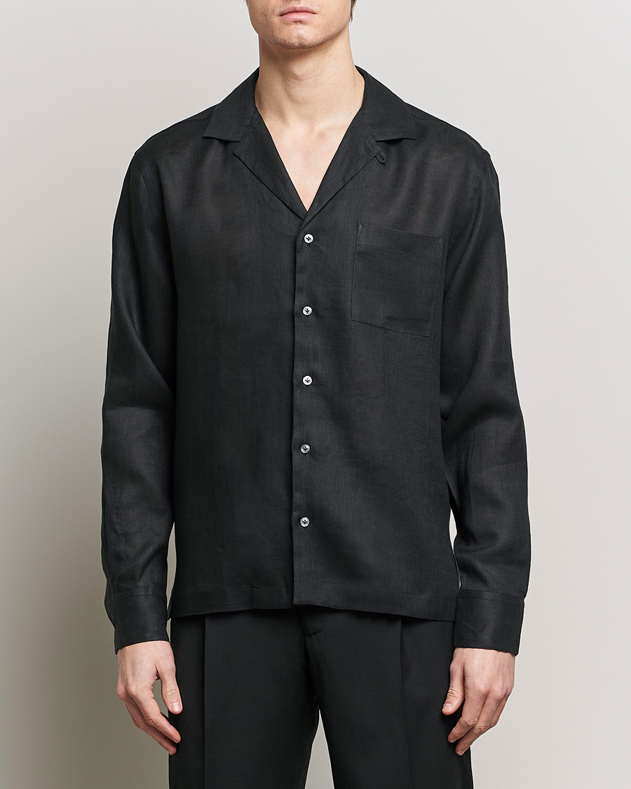 Heren | Lardini | Lardini | Klop Linen Shirt Black