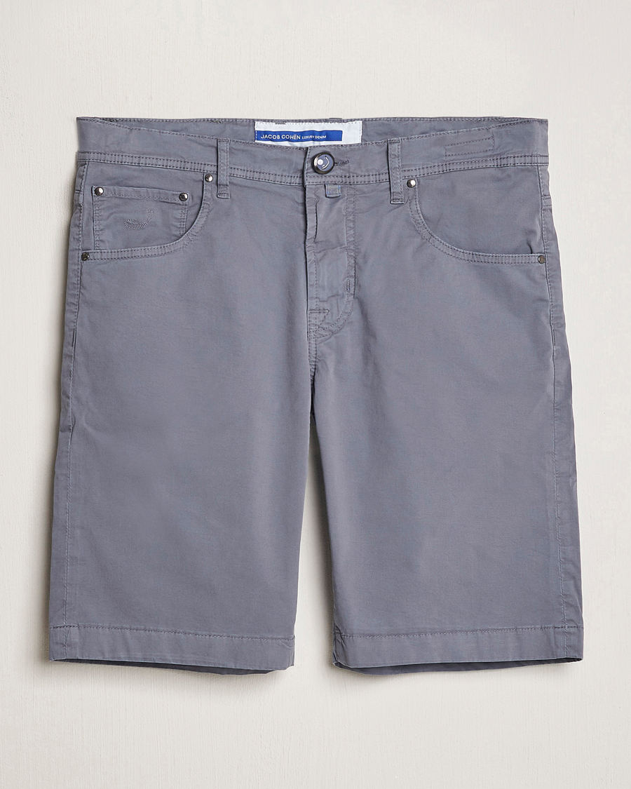 Heren | Korte broek | Jacob Cohën | Nicolas Cotton Gabardine Shorts Blue Grey