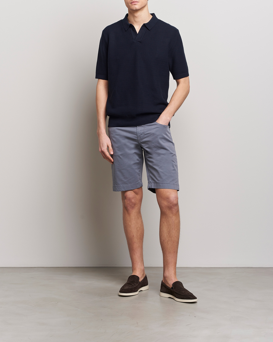 Heren | Korte broek | Jacob Cohën | Nicolas Cotton Gabardine Shorts Blue Grey