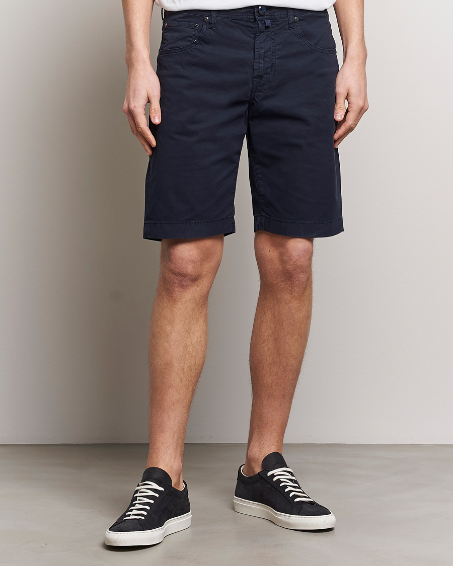 Heren | Chino-shorts | Jacob Cohën | Nicolas Cotton Gabardine Shorts Navy