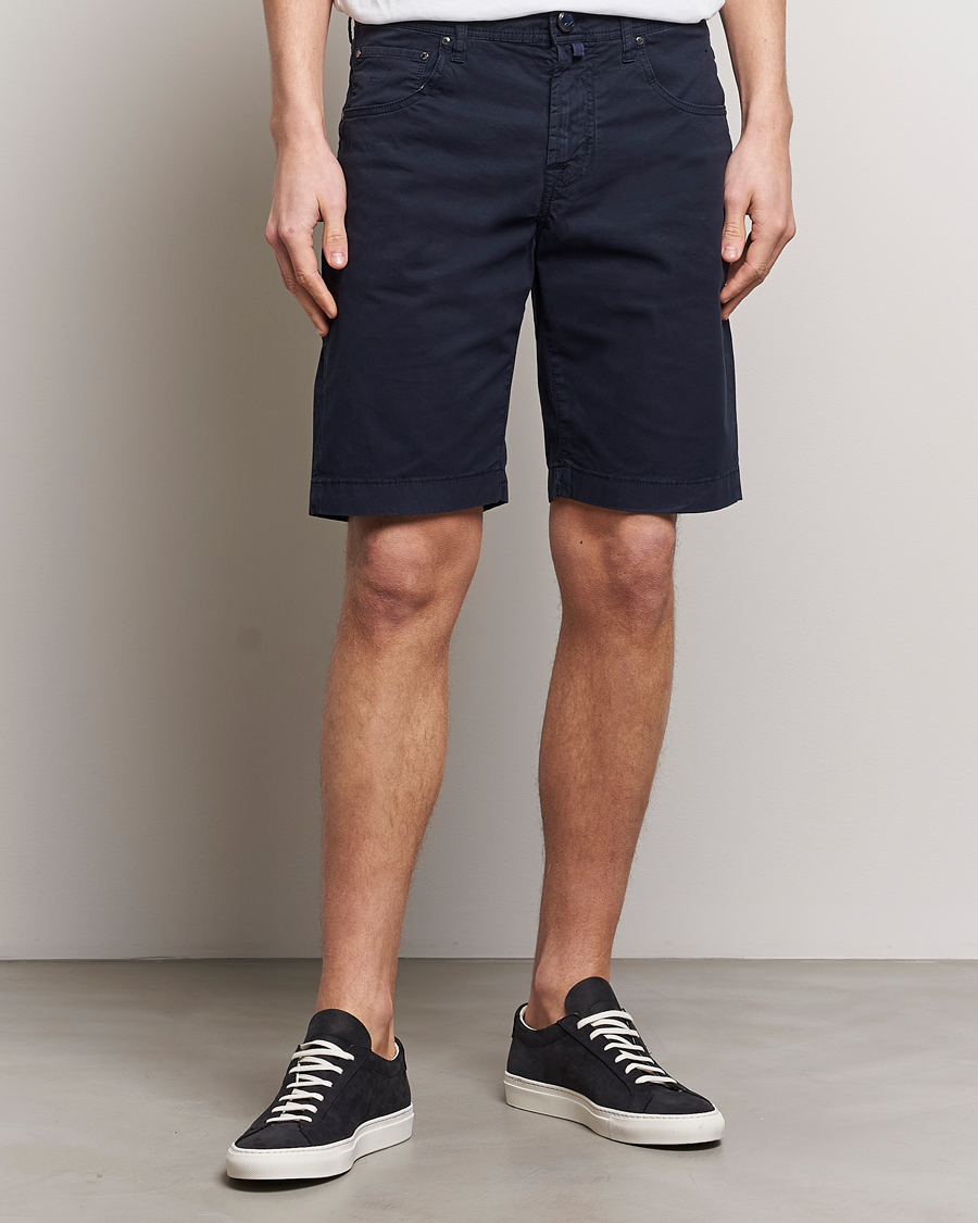 Heren | Italian Department | Jacob Cohën | Nicolas Cotton Gabardine Shorts Navy