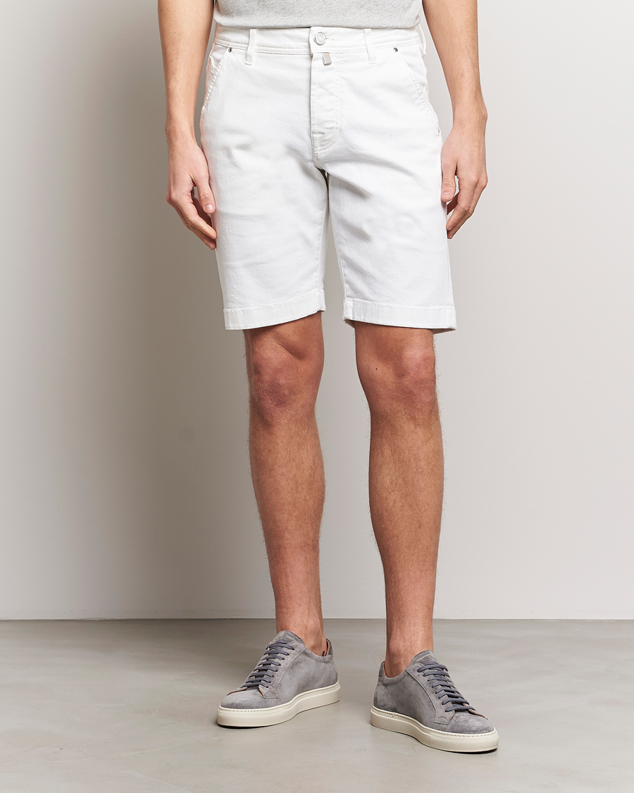 Heren | Italian Department | Jacob Cohën | Lou Stretch Denim Shorts White