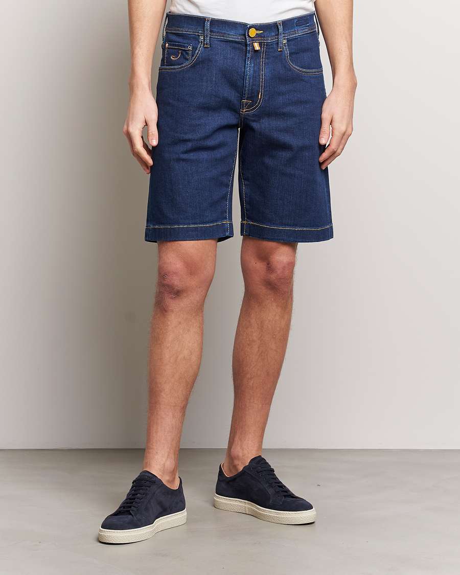 Heren | Jacob Cohën | Jacob Cohën | Nicolas Stretch Denim Shorts Dark Blue