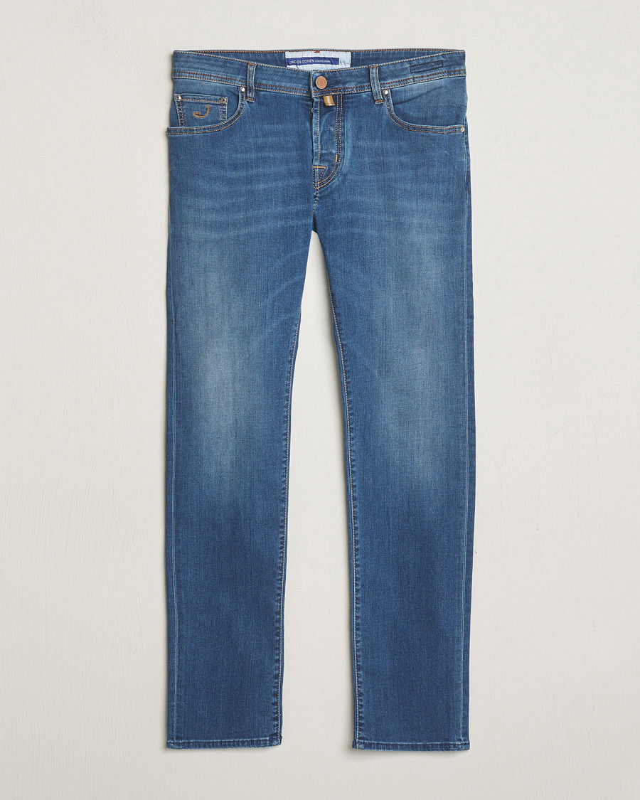 Heren | Jeans | Jacob Cohën | Nick Slim Fit Stretch Jeans Mid Blue