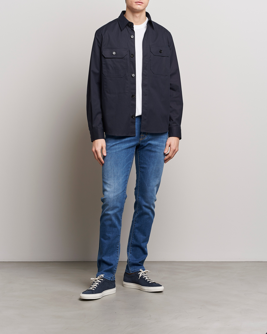 Heren | Jeans | Jacob Cohën | Nick Slim Fit Stretch Jeans Mid Blue
