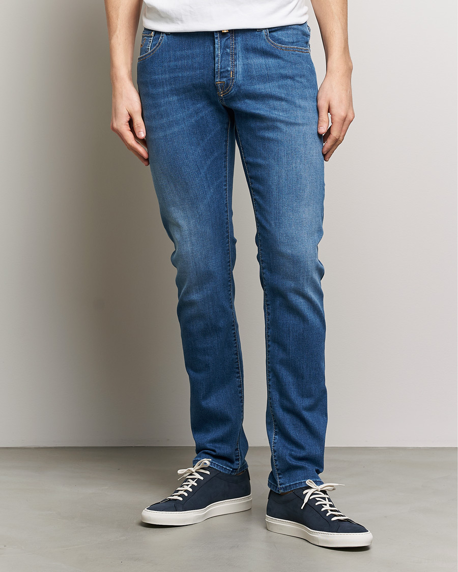 Heren | Italian Department | Jacob Cohën | Nick Slim Fit Stretch Jeans Mid Blue