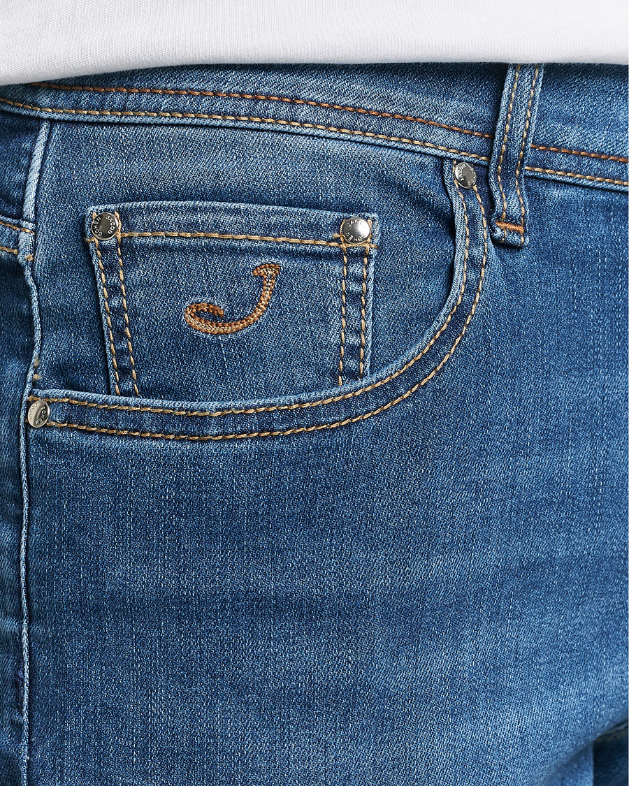 Heren | Jeans | Jacob Cohën | Nick Slim Fit Stretch Jeans Mid Blue