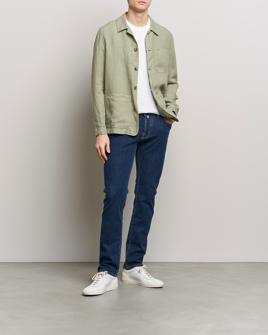 Heren | Jeans | Jacob Cohën | Nick Slim Fit Dual Stretch Jeans Dark Blue