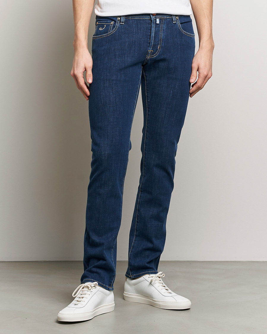 Heren | Jeans | Jacob Cohën | Nick Slim Fit Dual Stretch Jeans Dark Blue