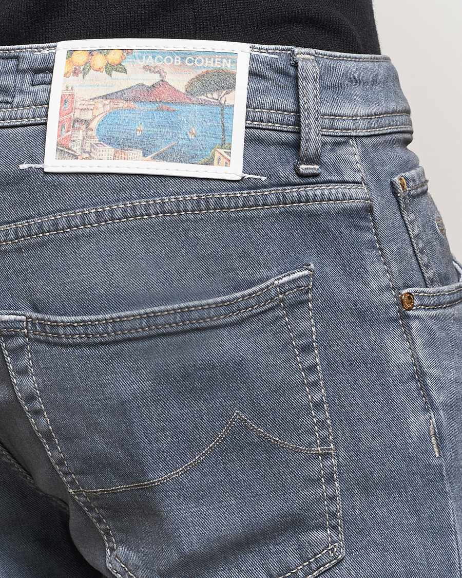 Heren | Jeans | Jacob Cohën | Nick Naples Super Slim Stretch Jeans Light Grey