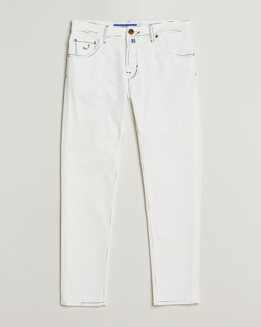 Heren | Jeans | Jacob Cohën | Scott Portofino Slim Fit Stretch Jeans White