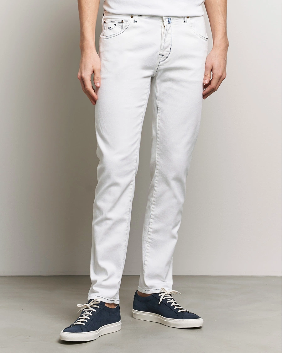 Heren | Jeans | Jacob Cohën | Scott Portofino Slim Fit Stretch Jeans White