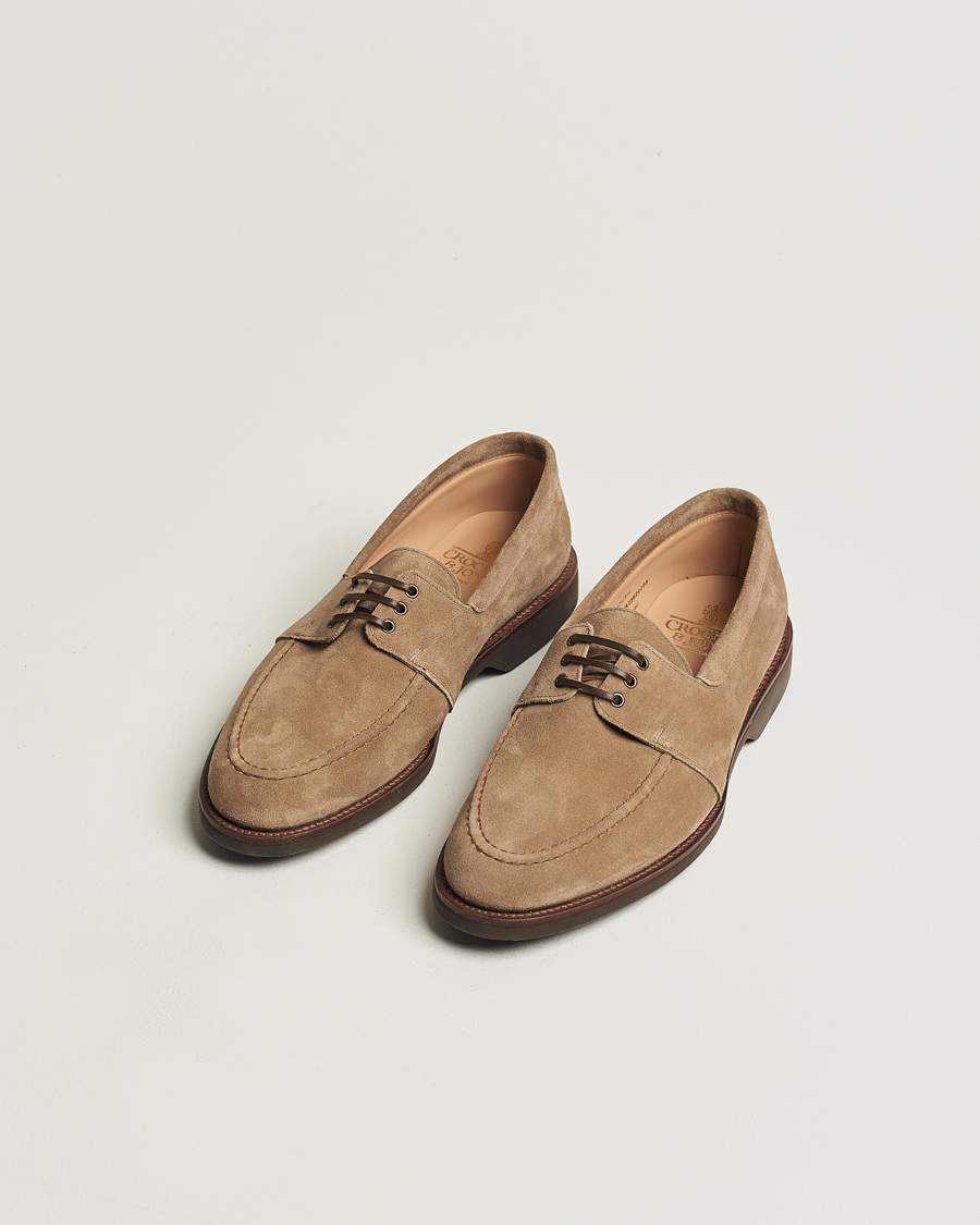 Heren | Crockett & Jones Falmouth Deck Shoes Khaki Suede | Crockett & Jones | Falmouth Deck Shoes Khaki Suede