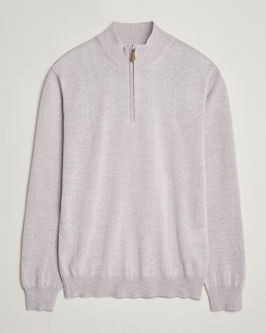 Heren | Truien | Stenströms | Merino Wool Half Zip Beige